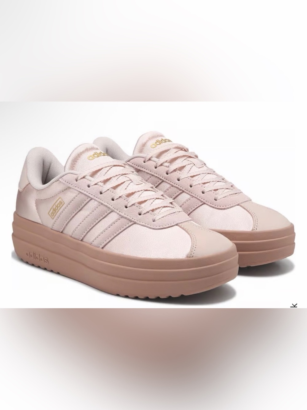 NEW! Adidas Women's VL Court Bold Platform Sneaker satin pink Sz 7
